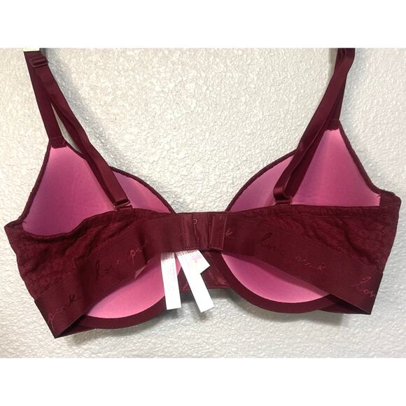 Victoria Secret PINK Women Bra 36DD Red T Shirt Lightly Lined Underwire - Picture 3 of 5